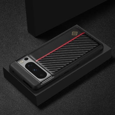 SKALO Google Pixel 8 Pro LC.IMEEKE Carbon Fiber PU-Läder Skal - Svart