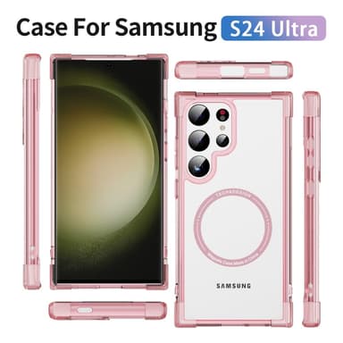 SKALO Samsung S24 Ultra Extra strong Magnetring Bumper TPU-skal - Rosa