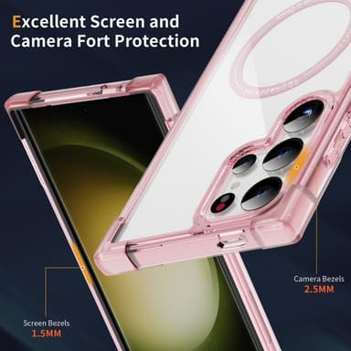 SKALO Samsung S24 Ultra Extra strong Magnetring Bumper TPU-skal - Rosa