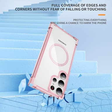 SKALO Samsung S24 Ultra Extra strong Magnetring Bumper TPU-skal - Rosa