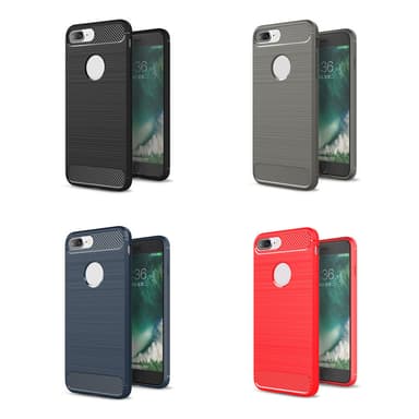 SKALO iPhone 7/8 Plus Armor Carbon Stöttåligt TPU-skal - Röd