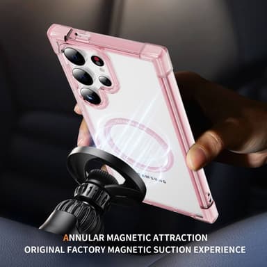 SKALO Samsung S24 Ultra Extra strong Magnetring Bumper TPU-skal - Rosa