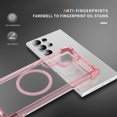 SKALO Samsung S24 Ultra Extra strong Magnetring Bumper TPU-skal - Rosa