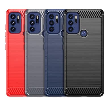 SKALO Moto G60S Armor Carbon Stöttåligt TPU-skal - Röd