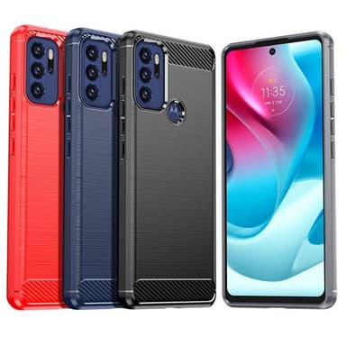 SKALO Moto G60S Armor Carbon Stöttåligt TPU-skal - Röd