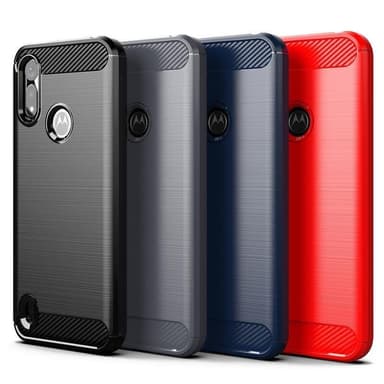 SKALO Motorola Moto E6i Armor Carbon Stöttåligt TPU-skal - Röd