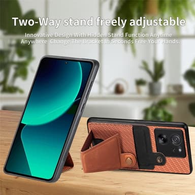 SKALO Xiaomi 13T/13T Pro Carbon Fiber Skal med Korthållare - Brun