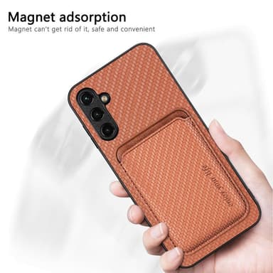 SKALO Samsung A54 5G Carbon Fiber Skal med Korthållare - Blå