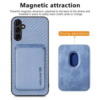 SKALO Samsung A54 5G Carbon Fiber Skal med Korthållare - Blå