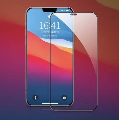 SKALO iPhone 12 Pro Max Heltäckande Skärmskydd Härdat Glas - Svart