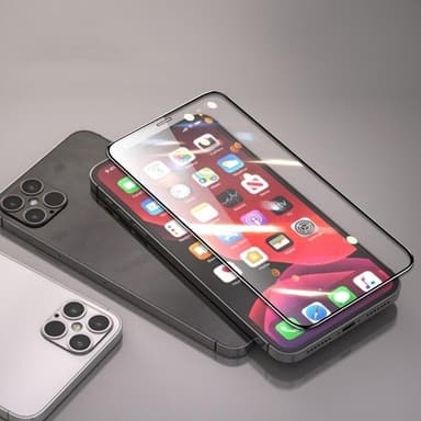 SKALO iPhone 12 Pro Max Heltäckande Skärmskydd Härdat Glas - Svart