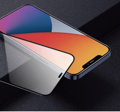 SKALO iPhone 12 Pro Max Heltäckande Skärmskydd Härdat Glas - Svart