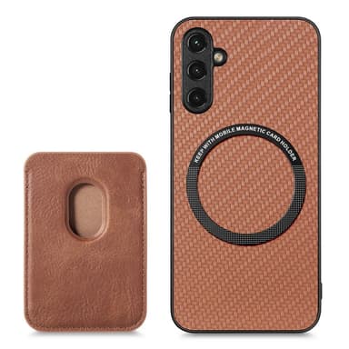 SKALO Samsung A54 5G Carbon Fiber Skal med Korthållare - Brun