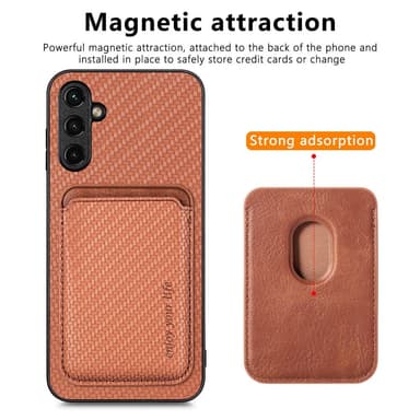 SKALO Samsung A54 5G Carbon Fiber Skal med Korthållare - Brun
