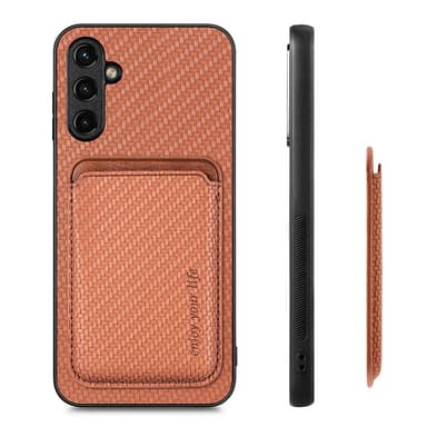 SKALO Samsung A54 5G Carbon Fiber Skal med Korthållare - Brun