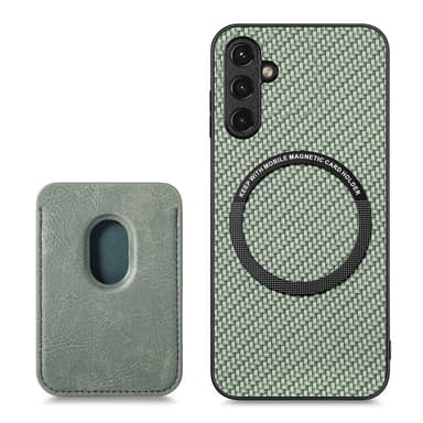 SKALO Samsung A14 4G/5G Carbon Fiber Skal med Korthållare - Grön