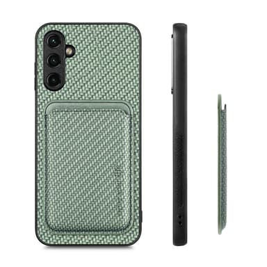 SKALO Samsung A14 4G/5G Carbon Fiber Skal med Korthållare - Grön