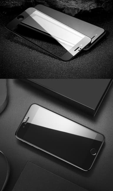 SKALO iPhone 7/8 Plus Heltäckande Skärmskydd Härdat Glas - Svart