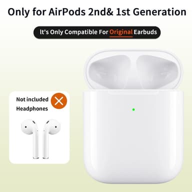 För AirPods 1/2 Ersättningsladdningsfodral Inbyggt 550mAh Batteri trådlös laddning