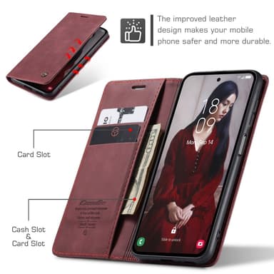 CASEME Plånboksfodral Samsung Galaxy A55 5G - Vinröd