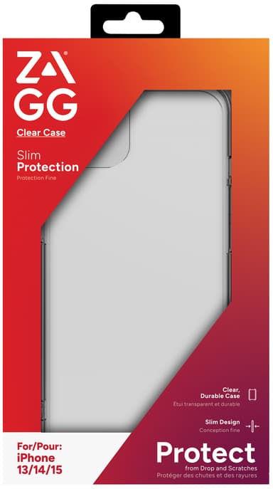 Zagg iPhone 16e/15/14/13 genomskinligt fodral
