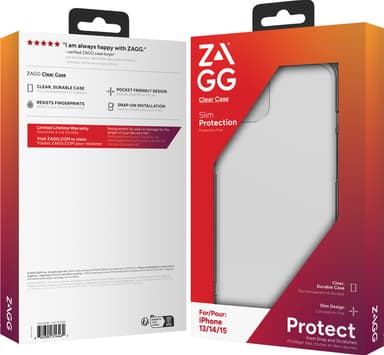 Zagg iPhone 16e/15/14/13 genomskinligt fodral