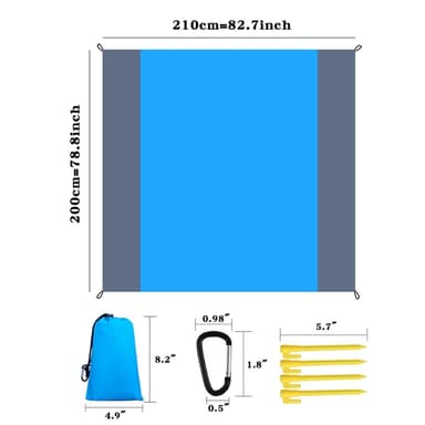Stor Strandfilt 210x200cm Sandtät Vattentät Lätt Utomhusfilt Grön