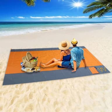 Stor Strandfilt 210x200cm Sandtät Vattentät Lätt Utomhusfilt Grön