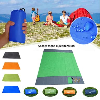 Stor Strandfilt 210x200cm Sandtät Vattentät Lätt Utomhusfilt Grön
