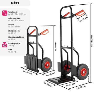 tectake Säckkärra upp till 100kg - svart