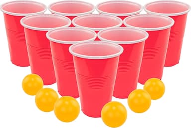 Ölpong / Beer Pong | Uppsättning med 24 plastmuggar och 24 bordtennisbollar