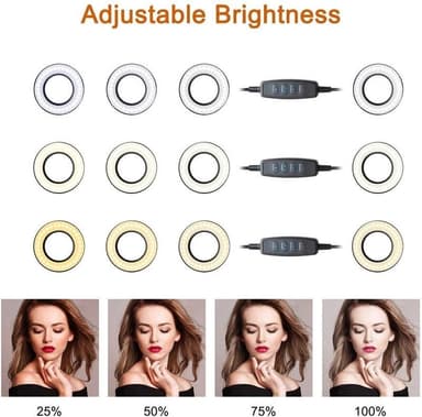 Selfie Ring Light med LED lampor justerbar hållare
