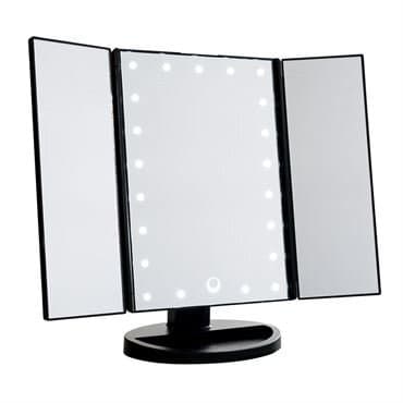 UNIQ LED Trifold Hollywood Makeup Spegel - Svart