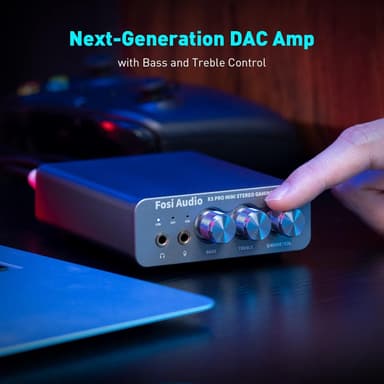 Fosi Audio K5 Pro Gaming DAC hörlursförstärkare Digital-till-Analog ljudomvandlare USB Typ C/Koaxial till RCA/Optisk/3,5MM AUX för PS5/PC/MAC/Dator