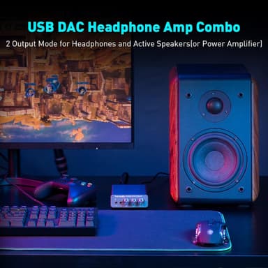 Fosi Audio K5 Pro Gaming DAC hörlursförstärkare Digital-till-Analog ljudomvandlare USB Typ C/Koaxial till RCA/Optisk/3,5MM AUX för PS5/PC/MAC/Dator