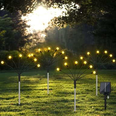Solcellsdriven trädgårdsbelysning Firefly med 8 LED-lampor 4-pack Varm