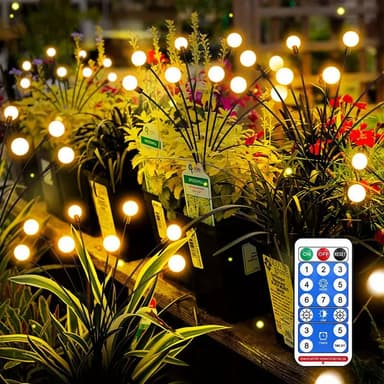 Solcellsdriven trädgårdsbelysning Firefly med 8 LED-lampor 4-pack Varm