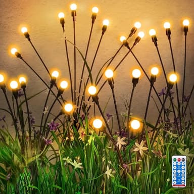 Solcellsdriven trädgårdsbelysning Firefly med 8 LED-lampor 4-pack Varm