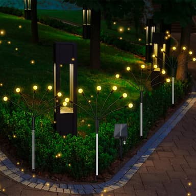 Solcellsdriven trädgårdsbelysning Firefly med 8 LED-lampor 4-pack Varm