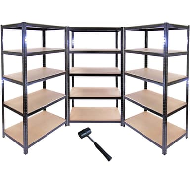 Monsterställ T-Rax Lager- & Garagehyllor, Svart, 90 cm B, 45 cm D, set om 10