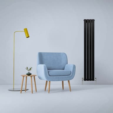 Designerradiatorer med Platta Paneler Svarta 1600mm x 280mm