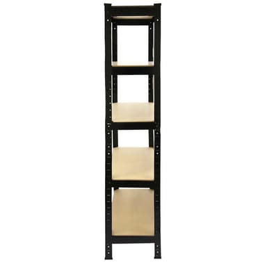 2 x T-RAX hyllenheter i svart metall 75 cm x 150 cm x 30 cm med gratis ihopkopplingsfästen