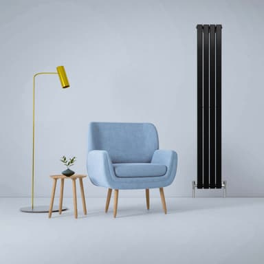 Designerradiatorer med Platta Paneler Svarta 1800mm x 280mm