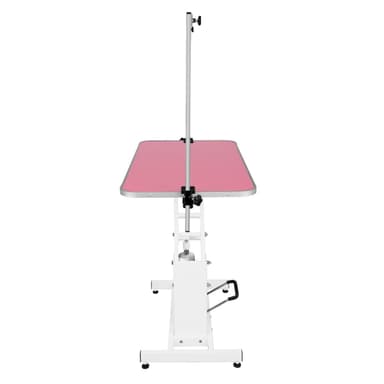 Vitt Hydrauliskt Bord för Husdjurstrimmning - Rosa Bordsyta