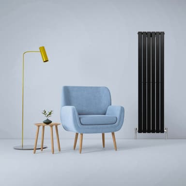 Designerradiatorer med Platta Paneler Svarta 1600mm x 420mm