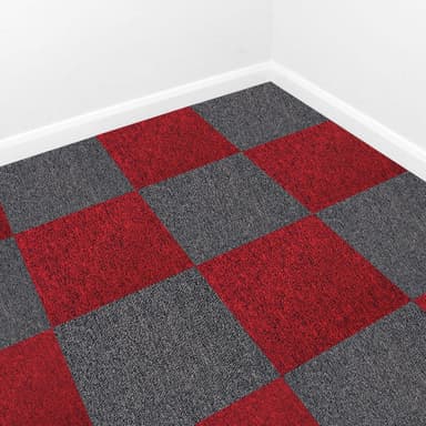 40 x mattplattor 10m2 / Scarlet Red & Charcoal Black