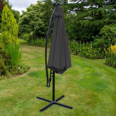 Grått 3m LED Cantilever Parasoll
