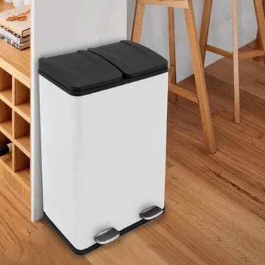 60L Dual Pedal Bin i Vit