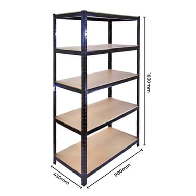 3 x 90cm T-Rax Svarta metallhyllenheter & Arbetsbänk