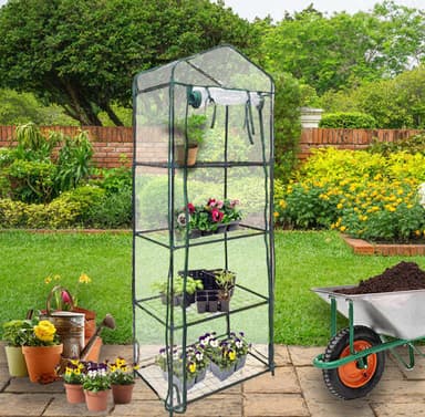 Mini Greenhouse 4 Tier med plastkåpa